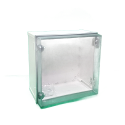 TJ-KT-3030   Hinged Enclosure with Plastic Lock   300x300x180   Clear Door